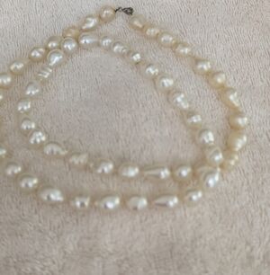 Vintage Faux Baroque Pearl Necklace 30" With A Clasp Closure